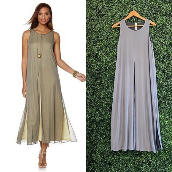 NWOT MarlaWynne Mesh Overlay Maxi Dress - Picture 1 of 6